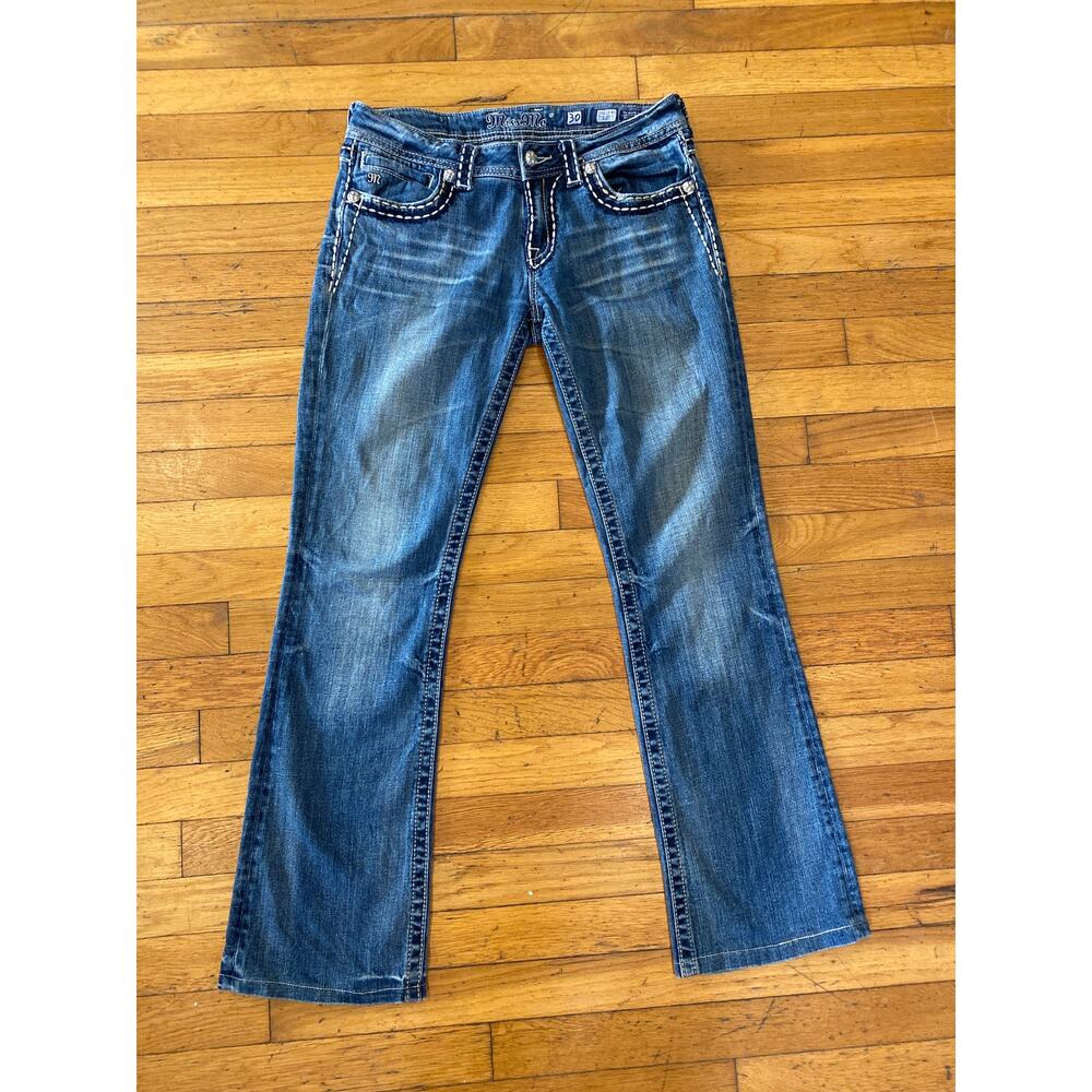 Miss Me Boot Cut Jeans Sz 30 Cross Angel Wing Pocket Bling